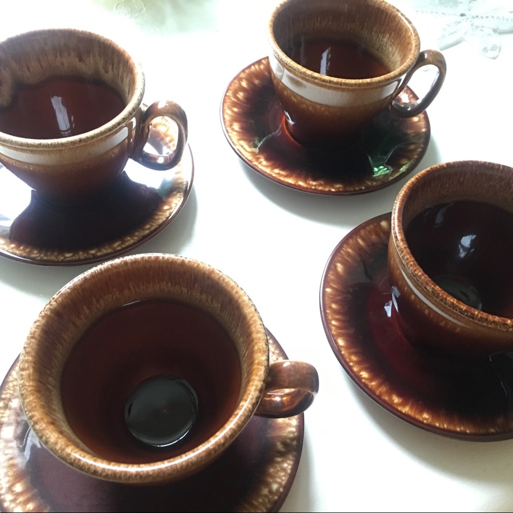 *Set of 4* vintage cups and saucers, made in USA